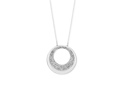 Silver Plated Micro Pave CZ Circle Pendant
